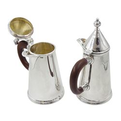 Pair of silver chocolate pots London 1945, approx 19.9oz