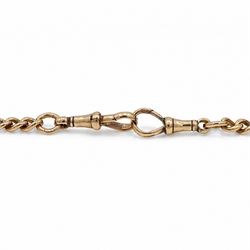 Early 20th century 9ct rose gold Albert chain by The Albion Chain Co, links stamped 375