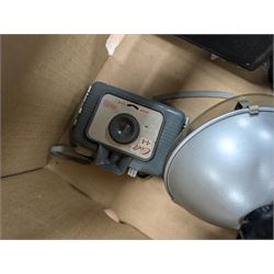 Collection of vintage cameras, including Minolta Hi-Matic 7S, No.2 C. Ensignette Deluxe, Zeiss Ikon etc