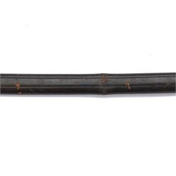 WWII German Kriegsmarine naval officers sword, the 79cm single edged blade marked Carl Eickhorn Solingen, brass hilt with anchor to folding guard, lion mask pommel, wirebound cream plastic ivorine grip, with leather scabbard with brass-mounted and single suspension ring, sword and scabbard marked 0.1735, overall L96cm  
