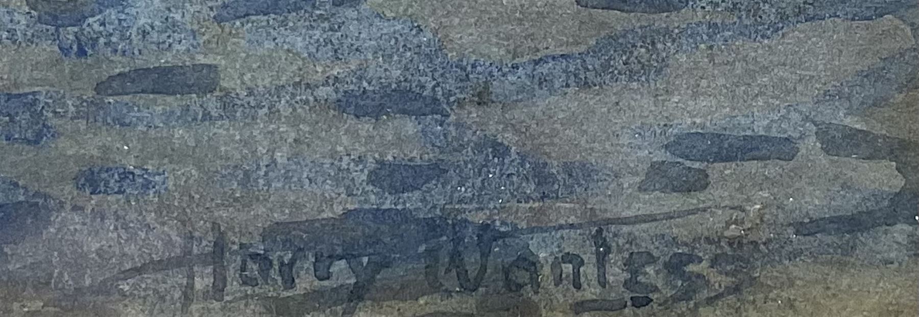 Harry Wanless (British c1872-1934): Ship Moored on Scarborough Harbourside, watercolour signed 24cm x 26cm 