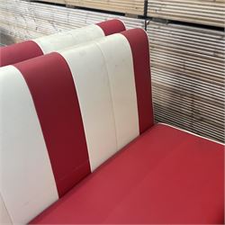 Job lot of American diner furniture, including stools, stainless steel tables, Set of six of american diner style two seater leather diner benches and other - THIS LOT IS TO BE COLLECTED BY APPOINTMENT FROM DUGGLEBY STORAGE, GREAT HILL, EASTFIELD, SCARBOROUGH, YO11 3TX