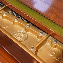 Carl Bechstein model A  grand piano serial No 44945 (1898), in a Sheraton revival mahogany case with inlaid satinwood stringing, overstrung cast iron frame raised on dual square tapering legs with brass castors, solid music desk and conforming lyre, 85 note (7 octave) A-A compass, sostenuto and sustain pedals, original action, hammers, dampers and stringing.

This item has been registered for sale under Section 10 of the APHA Ivory Act