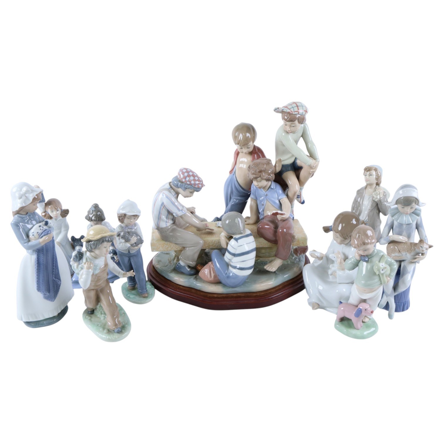Nao figural group 'The Card Players' together with other Nao figures