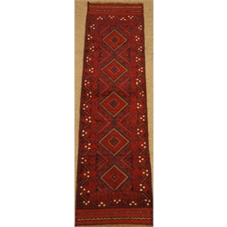  Meshwani red and blue ground runner rug, 260cm x 70cm  