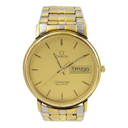Omega Seamaster gentleman's gold-plated and stainless steel and gold-plated wristwatch, Cal.1437, case No. 196 0273 / 396 0972, on gilt and stainless steel strap, boxed with papers