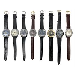 Two automatic wristwatches including Tara and Helbros and six manual wind wristwatches including Memostar alarm, Belmont alarm, Lanco, Tegrov, Superoma De Luxe and Services (8)