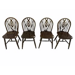 Set four beech hoop and stick back chairs
