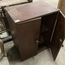 American style rocking armchair (W55cm); two clothes horses; piano stool with hinged lid; frameless wall mirror; pine shelf; pine rack; walnut shelf; walnut two door cabinet; early 20th century oak picture frame; and a Victorian pine frame (10) - THIS LOT IS TO BE COLLECTED BY APPOINTMENT FROM THE OLD BUFFER DEPOT, MELBOURNE PLACE, SOWERBY, THIRSK, YO7 1QY