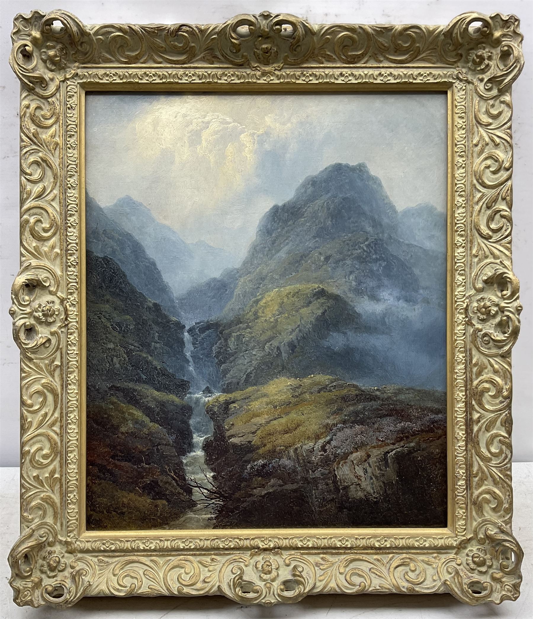George Blackie Sticks (British 1843-1900): 'Glencoe - Near the Bridge of Three Waters', oil on canvas, signed titled and dated '83 verso 44cm x 36cm