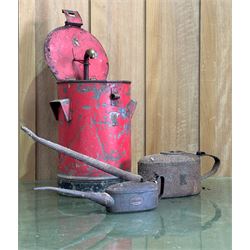 Large Kayes patent oil can (L59cm), together with a Braime oil can, and a large Kayes patent oil filter cleaner (3)  - COLLECTION BY APPOINTMENT FROM: The White House, Thirsk Road, Easingwold, York, YO61 3NF - CALL 01723 507111 TO ARRANGE