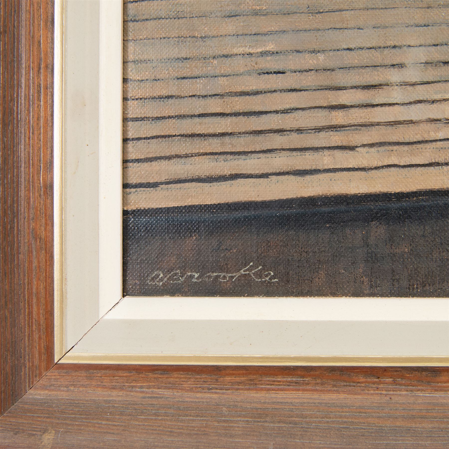 Anne Isabella Brooke (Yorkshire 1916-2002): 'Penhill from Preston-under-Scar - Wensleydale', oil on canvas signed, titled on label verso 34cm x 55cm 
Provenance: purchased by the vendor's parents directly from the artist in the 1970s.