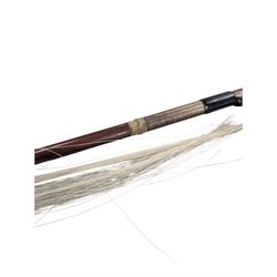 Early 19th century English cello by Samuel Gilkes of London, circa 1820, with two piece back and pine table finished in a golden brown varnish, certificate of authenticity from D.R Hill & Son, Buckinghamshire, numbered H494 in their records, in Hiscox hard case, with two horse hair cello bows, the first an English example stamped Ferranda Millars Liverpool, the second a German example stamped R. Paesold, both with ebonised mother of pearl/abalone frogs and ivory tip plates
This item has been registered for sale under Section 10 of the APHA Ivory Act