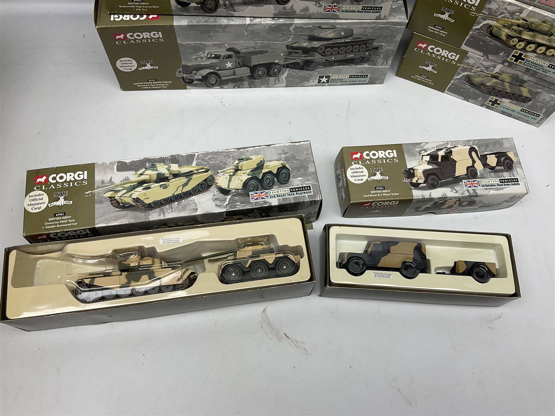 Corgi Classics - seven limited edition die-cast military vehicles nos.07501, 55101, 55601, 66501, 66601, 69901 & 69902; all boxed (7)