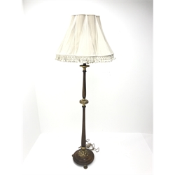  French style walnut and gilt standard lamp with shade, H161cm  