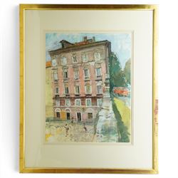 Trevor Hugh Stubley (British 1932-2010): Red Townhouse - Croatia, watercolour signed 68cm x 53cm