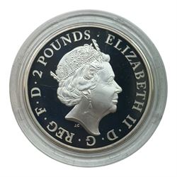 Five silver proof coins, comprising The Royal Mint United Kingdom 2016 'Shakespeare' one ounce two pounds, 2017 'Britannia' one ounce two pounds, Bailiwick of Jersey 2016 'Battle of Hastings' ten pounds coin bar, 2018 '100 Years of the Royal Air Force' five pounds and South Africa 'Krugerrand' one ounce, all cased with certificates