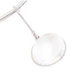 Georg Jensen silver 'Dew Drop' rock crystal pendant necklace designed by Vivianna Torun Bülow-Hübe, pendant No. 311C, on silver collar, No. 410, boxed