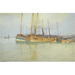  Ernest Dade (Staithes Group 1868-1935): Berwick and Scarborough Boats by the Quayside, watercolour signed and dated '87, 33cm x 51cm (MAO100320)  