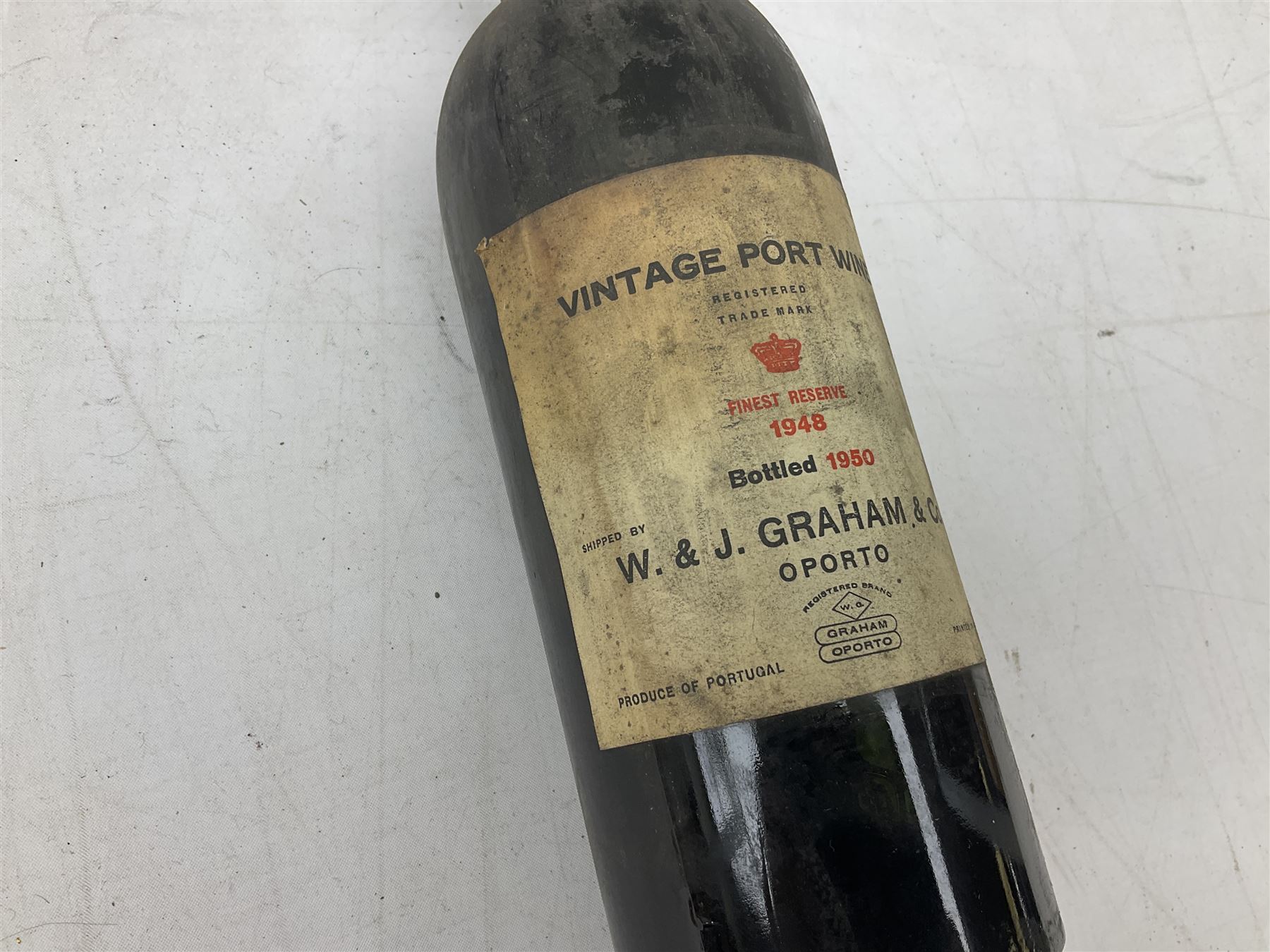 W & J Graham 1948 vintage port, bottled 1950, unknown contents and proof 