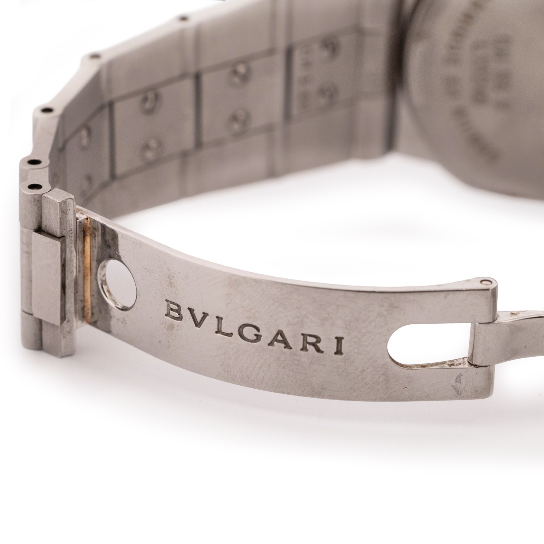 Bulgari Diagono gentleman's stainless steel quartz chronograph wristwatch, Ref. CH 35 S, white dial with subsidiary seconds dials for recording hours, minutes and continuous seconds and date aperture, on original stainless steel bracelet, with fold-over clasp