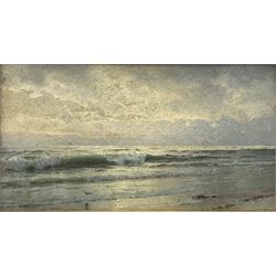 William Trost Richards (USA 1833-1905): Waves Breaking on the shore, oil on board signed 22cm x 40cm