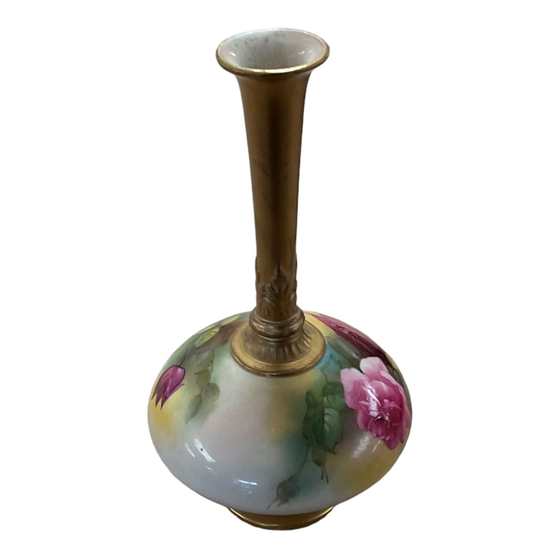 Moorcroft Orchid pattern vase of baluster form, together with four other Moorcroft items, Royal Worcester vase 1748 and Royal Crown Derby vase