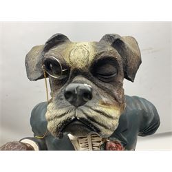 Bull Dog butler dumb waiter statue, H80cm