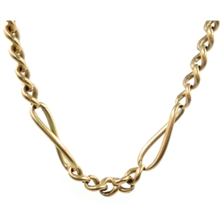 9ct rose gold figaro chain necklace with clip, each link stamped 9 375  