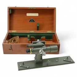Microsurvey Tracker, Wild GPR 1 prism, Hilger & Watts Ltd theodolite no. 73361 and a Stanley theodolite no. 58470, both in fitted wooden cases
