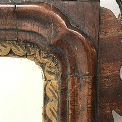  George lll mahogany wall mirror, fret carved frame with gilt eagle cresting, H88cm, W49cm  