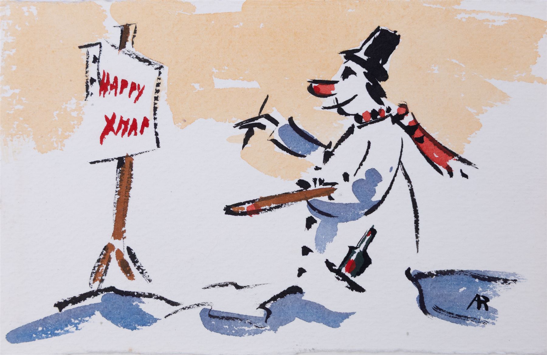 Angus Bernard Rands (British 1922-1985): Winter Scenes, set of four watercolours signed with initials, one dated 1972, max 15cm x 21cm; together with a collection of memorabilia, including a letter and various Christmas cards (unframed)