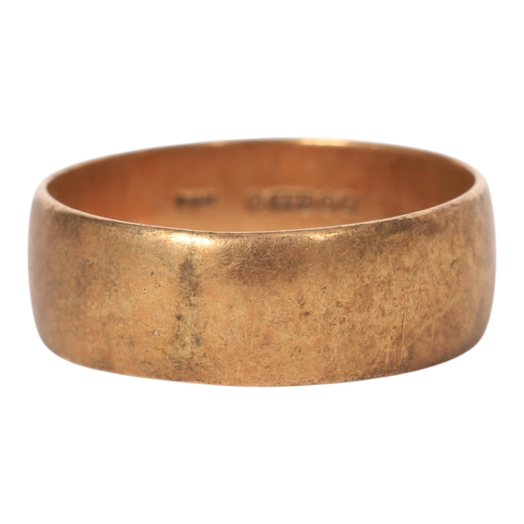 9ct gold wide wedding band, hallmarked