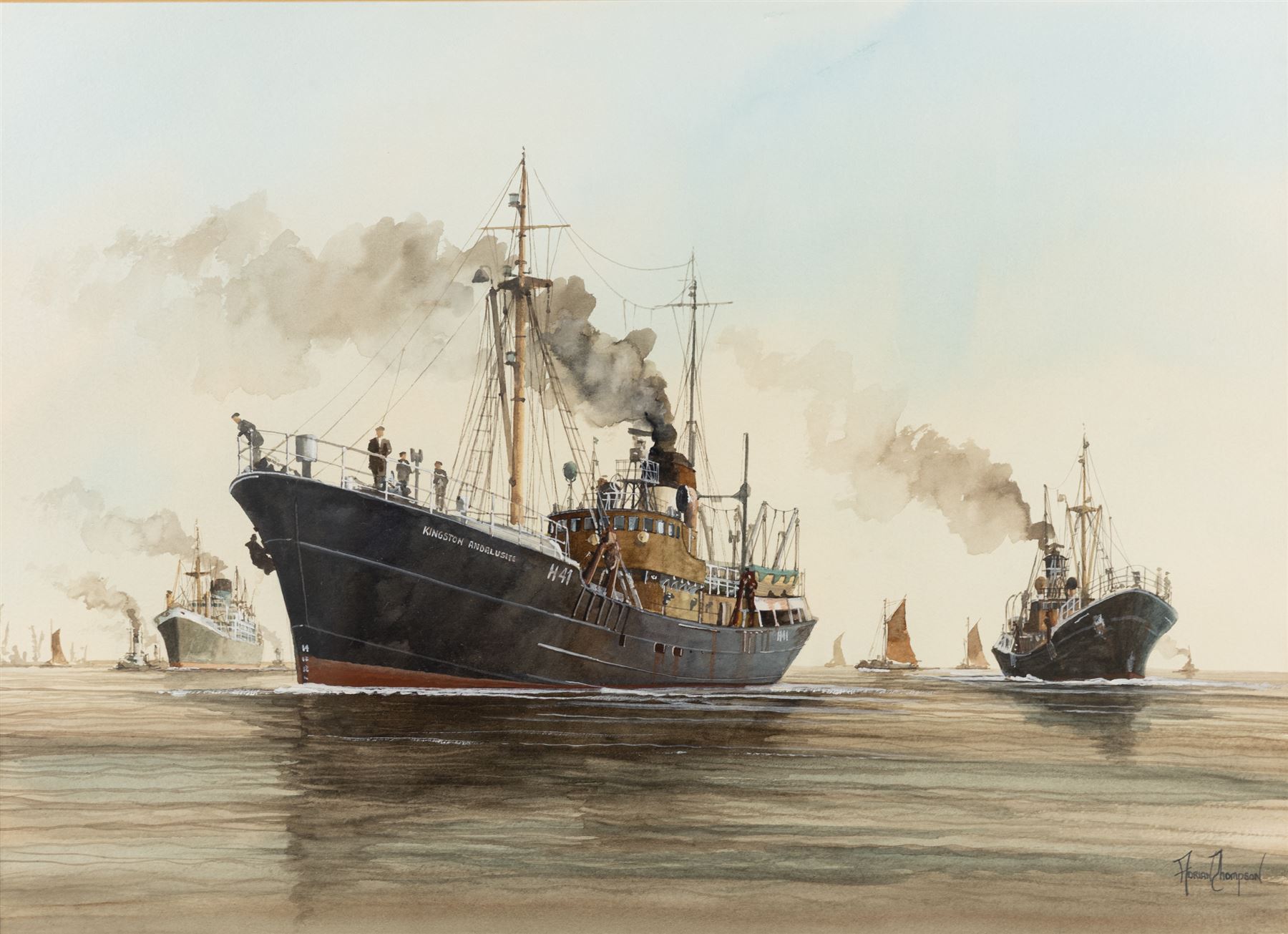 Adrian Thompson (British 1960-): Kingston Andalusite Trawler of Hull, watercolour signed 33.5cm x 46.5cm