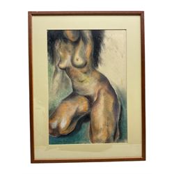 Spanish School (20th Century): Nude Study, pastel Spanish school nude study pastel signed 'Aurora' 40cm x 28cm
