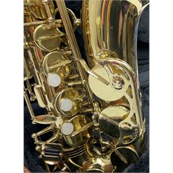 Trevor J. James & Co. 'The Horn' brass alto saxophone, serial no.T04498, H68cm in fitted carrying case