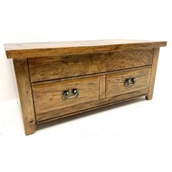 Barker & Stonehouse Frontier Range mango wood coffee table, two through drawers, stile supports