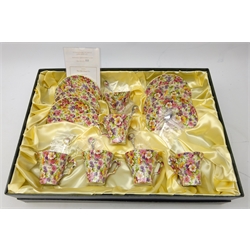  James Kent Dubarry pattern limited edition six piece tea set to commemorate 100 years of James Kent Ltd, in fitted box. no. 222/ 250   