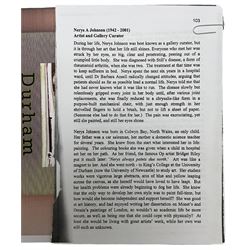 Nerys Ann Johnson (Welsh 1942-2001): Irises, watercolour and ink signed with initials and dated '99, 18cm x 10cm 