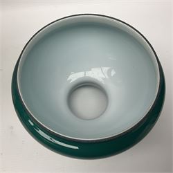 Miller & Sons Piccadilly polished brass double adjustable student's oil lamp, with green glass shades, H52cm