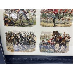 Payne (Harry) Artist: Victoria Cross Gallery; Complete set of twelve chromolithographic relief printed cards published by Birn Bros. (BB). Each: 120 x 155 mm; displayed together in an ebonised frame 54 x 82.5cm; together with the half leather bound reference book by Edwin Hodder entitled Heroes of Britain in Peace and War (2)