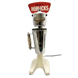 1950s Horlicks advertising shop counter electric mixer, with chrome fittings and stainless steel cup engraved Horlicks with wood handle, H50cm