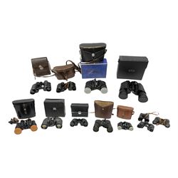 Twelve pairs of binoculars to include BW