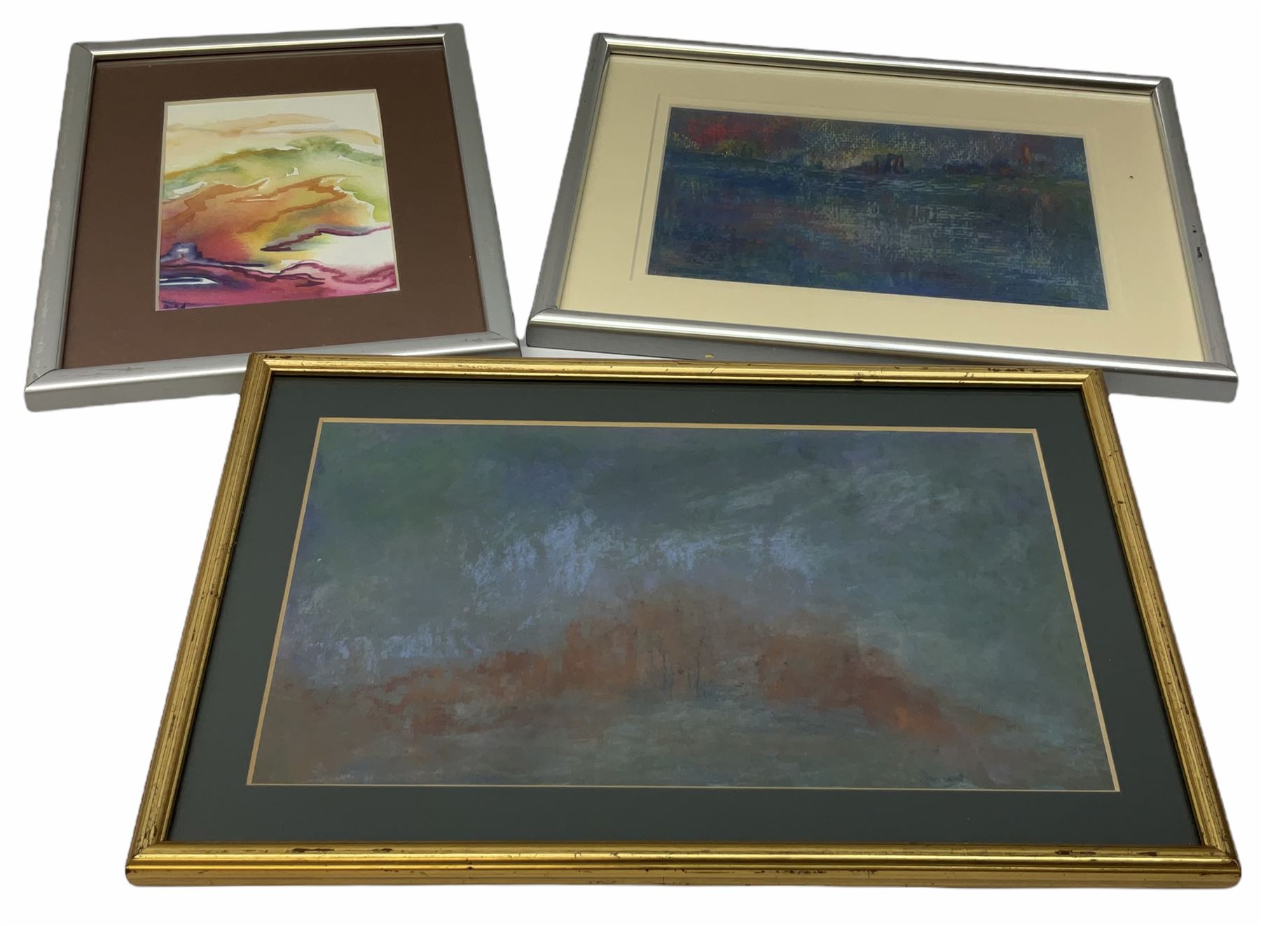 Madeleine Eyland (Belgian/British 1930-2021): Collection of abstract pastels, approx 21, max 19cm x 28cm 
Provenance: artist's studio collection. Marie-Madeleine Eyland (neé Legrain) was born in 1930 at Floriffoux, Belgium; she lived most of her life in Scarborough working as a nurse and an artist.