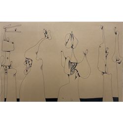 Desmond Morris (British 1928-): Five Figures, pen and ink signed with initials and dated '94, 24cm x 37cm 
Provenance: drawn by the artist on 15th September 1994; exh. 'Desmond Morris - Works on Paper 1948-2018', The Redfern Gallery, London 2018. We are grateful to the artist for his assistance in cataloguing this lot.