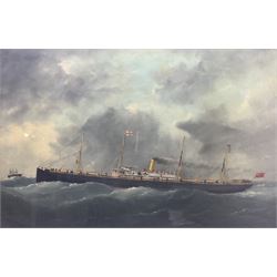 English School (Early 20th Century): Ships Portrait of 'Montezuma', oil on canvas unsigned 60cm x 90cm