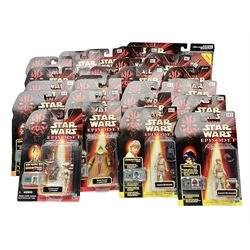 Star Wars - twenty-four Star Wars Episode One figures in card backed packaging; Collections 1, 2 and 3 with Electronic Commtalk reader for each figure's commtalk chip.