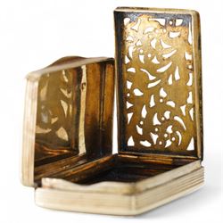 Victorian silver gilt rectangular vinaigrette with engine turned decoration and vacant cartouche Birmingham 1840 Maker William Simpson