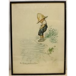 After Georges Redon (French 1869-1943): 'Ne Buvez Jamais D'eau' - 'Never Drink Water', lithograph from the 'Naughty Children' series 42cm x 31cm  