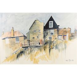 Fred Williams (British 1930-1986): A Balcony Overlooking Robin Hood's Bay, watercolour sig...